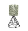 Modern Farmhouse Metal Diamond Desk Table Lamp with Printed Shade Decorative Bed Table Side Matt Black Light, Savanna
