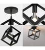 Modern Farmhouse Semi Flush Mount Ceiling Light, Black Cube, Ceiling Fixture