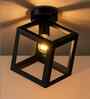 Modern Farmhouse Semi Flush Mount Ceiling Light, Black Cube, Ceiling Fixture
