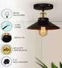 Modern Farmhouse Semi Flush Mount Ceiling Light, Black Hallway Fixture, Antique Golden, Cone