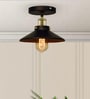 Modern Farmhouse Semi Flush Mount Ceiling Light, Black Hallway Fixture, Antique Golden, Cone
