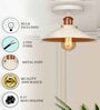 Modern Farmhouse Semi Flush Mount Ceiling Light, White Hallway Fixture, Rose Gold, White Shade