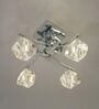 Modern Geometric 4-Light Chrome Flush Mount with Crystal Glass Cubes