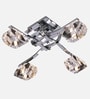 Modern Geometric 4-Light Chrome Flush Mount with Crystal Glass Cubes