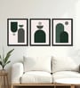 Modern Abstract Green & Grey Framed Wall Art Set of 3