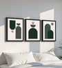 Modern Abstract Green & Grey Framed Wall Art Set of 3