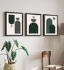 Modern Abstract Green & Grey Framed Wall Art Set of 3