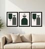 Modern Abstract Green & Grey Framed Wall Art Set of 3