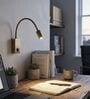 Modern Gold & Black LED Wall Mounted Reading Light with Flexible Gooseneck Arm