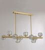 Modern Gold 10-Light Linear Chandelier with Textured Glass Shades
