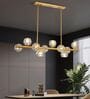 Modern Gold 10-Light Linear Chandelier with Textured Glass Shades