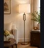 Modern Gold Floor Lamp with Fabric Shade