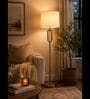 Modern Gold Floor Lamp with Fabric Shade