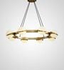 Modern Gold Ring Chandelier with Frosted Glass Spheres