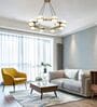 Modern Gold Ring Chandelier with Frosted Glass Spheres