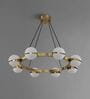 Modern Gold Ring Chandelier with Frosted Glass Spheres