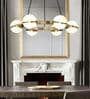 Modern Gold Ring Chandelier with Frosted Glass Spheres