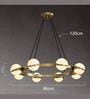 Modern Gold Ring Chandelier with Frosted Glass Spheres