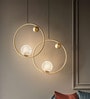 Modern Gold Ring Pendant Light with Crystal Globe