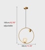 Modern Gold Ring Pendant Light with Crystal Globe