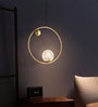 Modern Gold Ring Pendant Light with Crystal Globe