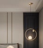 Modern Gold Ring Pendant Light with Crystal Globe
