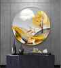 Modern Golden Deer Acrylic Round Wall Art