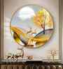 Modern Golden Deer Acrylic Round Wall Art