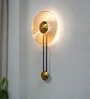 Modern Golden Pendulum-Style Steel And Round Amber Glass Decorative LED Wall Lamp