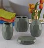 Modern Green Ceramic Set of 4 Bath Accessories Set 