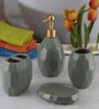 Modern Green Ceramic Set of 4 Bath Accessories Set 