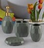 Modern Green Ceramic Set of 4 Bath Accessories Set 