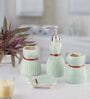 Modern Green Ceramic Set of 4 Bath Accessories Set 