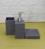 Modern Grey Ceramic Set of 3 Bath Accessories Set 