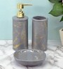 Modern Grey Ceramic Set of 3 Bath Accessories Set 