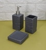 Modern Grey Ceramic Set of 3 Bath Accessories Set 