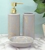 Modern Grey Ceramic Set of 3 Bath Accessories Set 