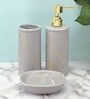 Modern Grey Ceramic Set of 3 Bath Accessories Set 