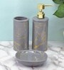Modern Grey Ceramic Set of 3 Bath Accessories Set 