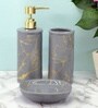 Modern Grey Ceramic Set of 3 Bath Accessories Set 