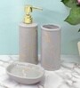 Modern Grey Ceramic Set of 3 Bath Accessories Set 