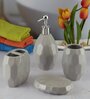 Modern Grey Ceramic Set of 4 Bath Accessories Set 