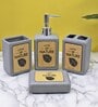 Modern Grey Ceramic Set of 4 Bath Accessories Set 