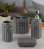 Modern Grey Ceramic Set of 4 Bath Accessories Set 