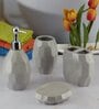 Modern Grey Ceramic Set of 4 Bath Accessories Set 