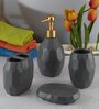 Modern Grey Ceramic Set of 4 Bath Accessories Set