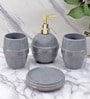 Modern Grey Ceramic Set of 4 Bath Accessories Set 