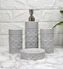 Modern Grey Ceramic Set of 4 Bath Accessories Set 