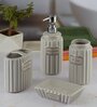Modern Grey Ceramic Set of 4 Bath Accessories Set 