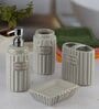 Modern Grey Ceramic Set of 4 Bath Accessories Set 
